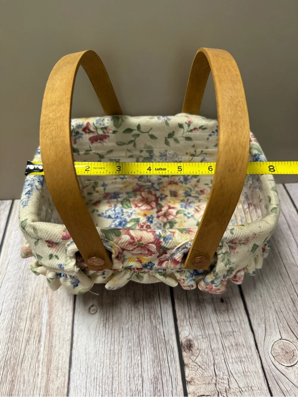 Longaberger Classic Little Market Basket  Spring Flower Liner 5”x8”